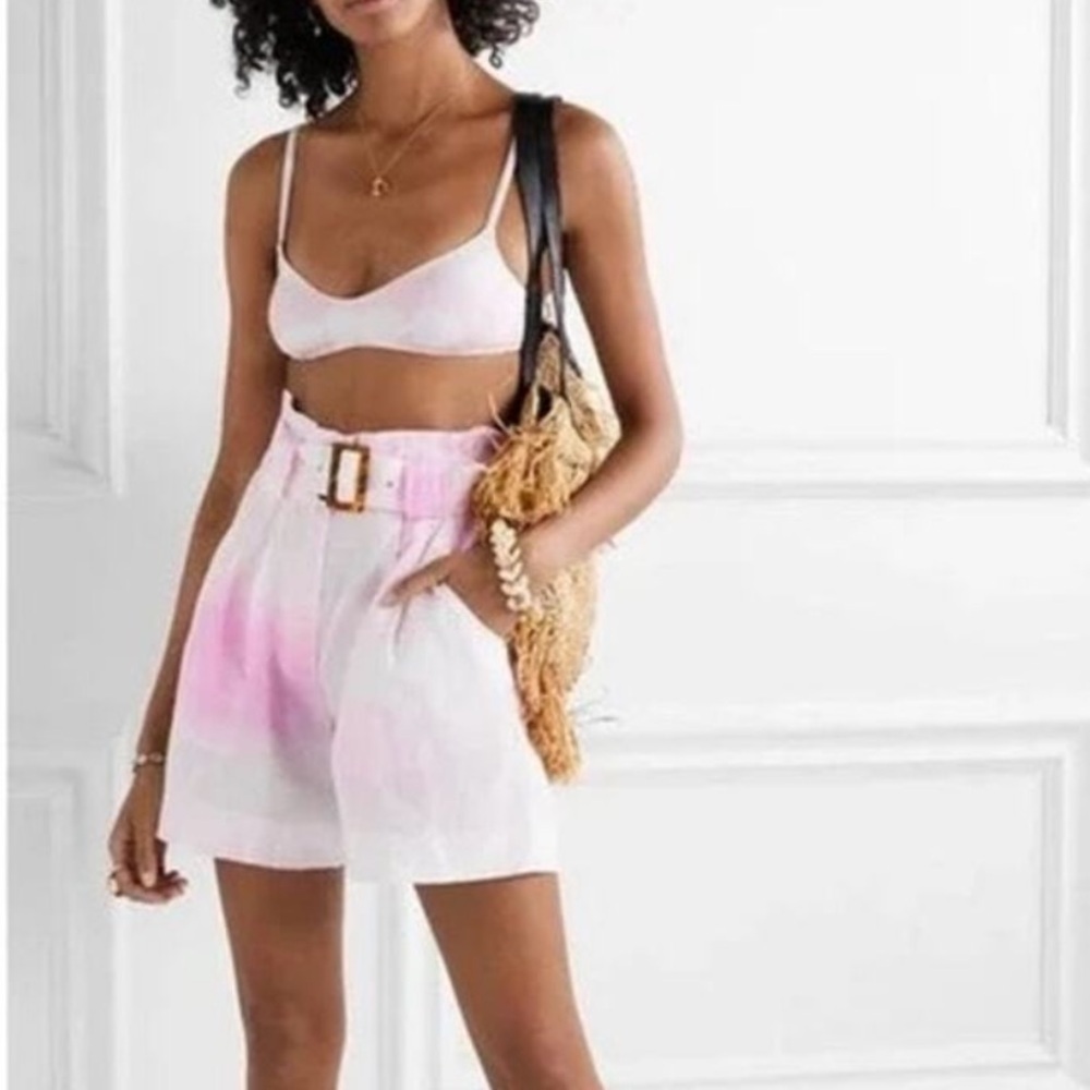 Solid & Striped Pink and White tie dye Women's Belted Shorts